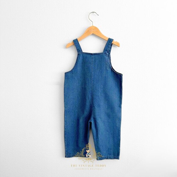 NWT Cute Unisex Denim Blue Jeans Overalls Dungarees Kids Romper Relax Fit 18-24M - Picture 2 of 3